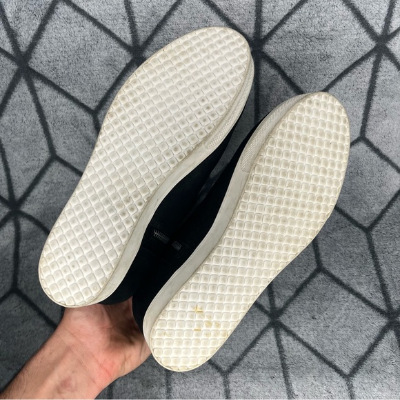 Steve Madden Wanda Black Suede Leather Wedge Cheetah Fur Lined Sneakers - Picture 7 of 9